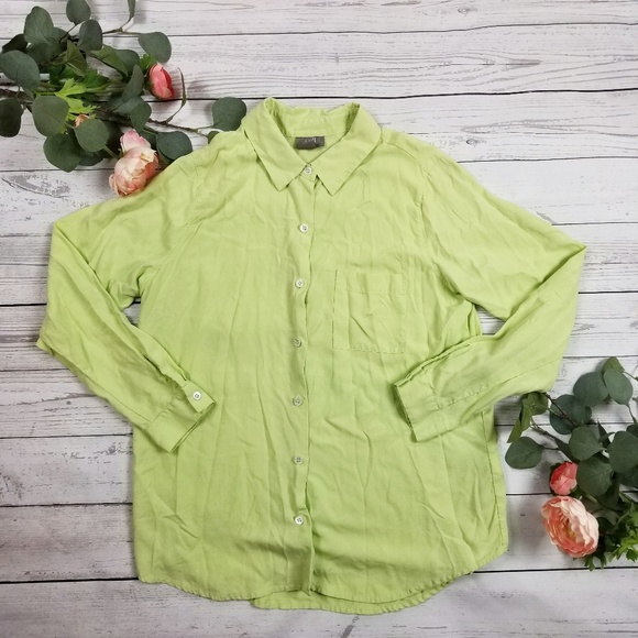 J Jill 100% Silk Long Sleeve Button Up Shirt Light - Picture 1 of 4